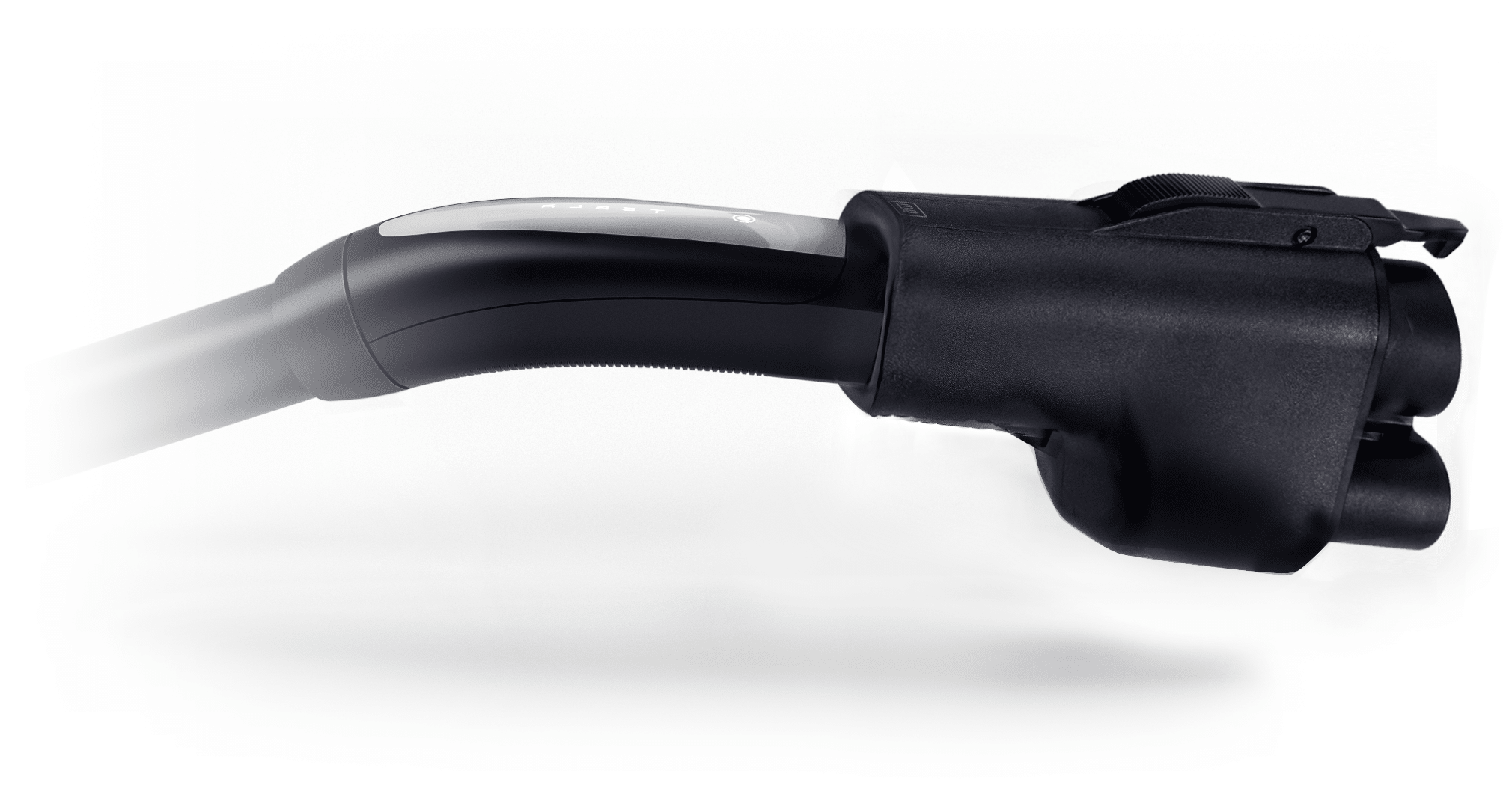 The NACS DC adapter: a black charging connector on a cable that lets a GM vehicle plug into NACS chargers