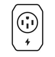 Icon of a wall outlet with a lightning bolt below it
