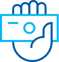Icon of a hand holding a stack of banknotes