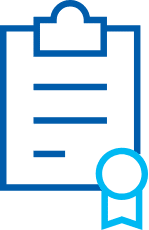 Icon of a clipboard checklist with an award ribbon